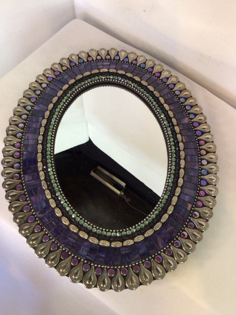 Mosaic Purple Tile Oval Mirror