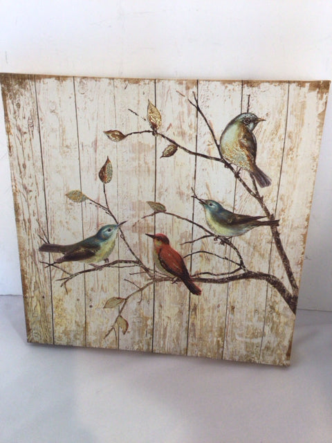 Cream/Multi Canvas Birds Stretch Canvas Art