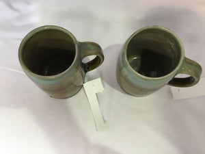 Pair Brown/Green Pottery Mug