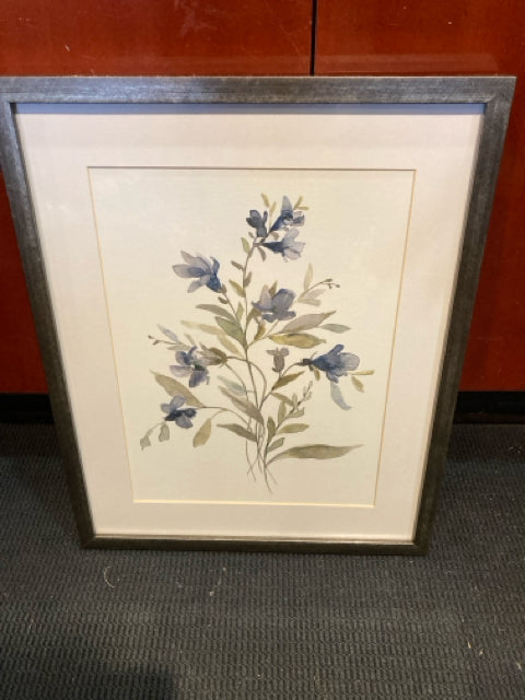 Blue/Green Flowers Framed Art
