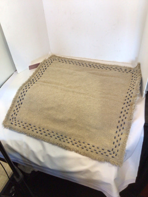 Anaya Tan/Blue Linen Fringe Pillow Cover