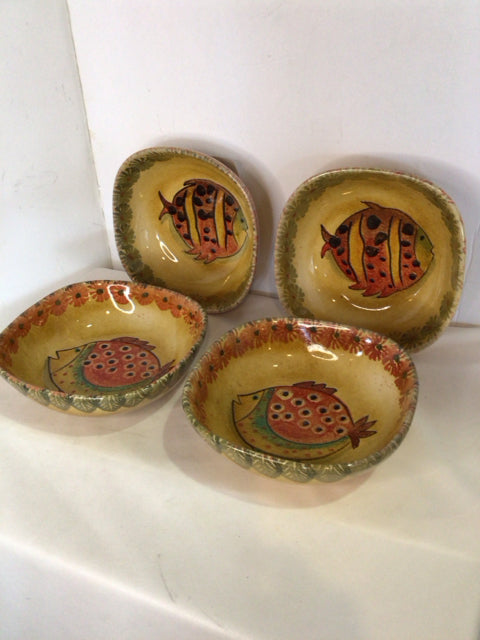 Positano Set of 4 Multi Ceramic Fish Bowl Set