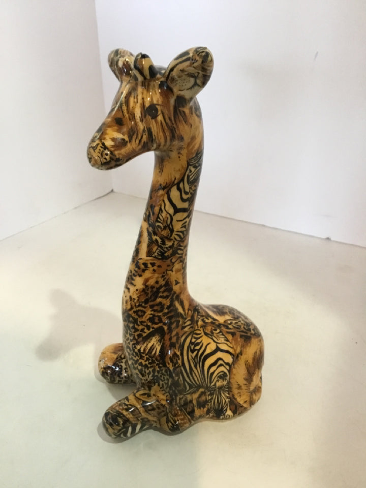 Black/Tan Ceramic Giraffe Figurine