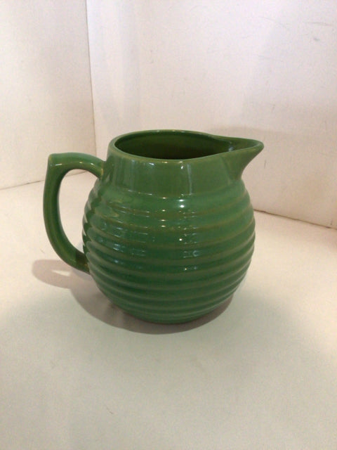 Yellowware Vintage Green Ceramic Pitcher