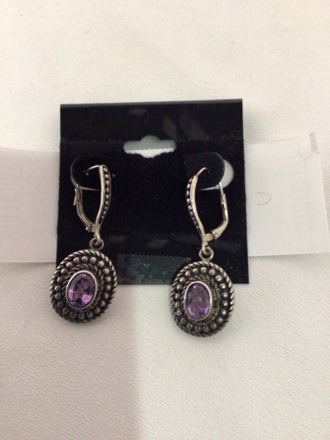 Silver/Purple Amethyst Earrings