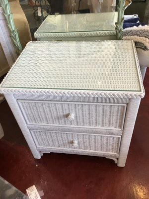 Henry Link 2 Drawer Wicker White Nightstand