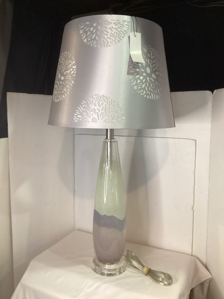 Glass Lavender Tear Drop Clock