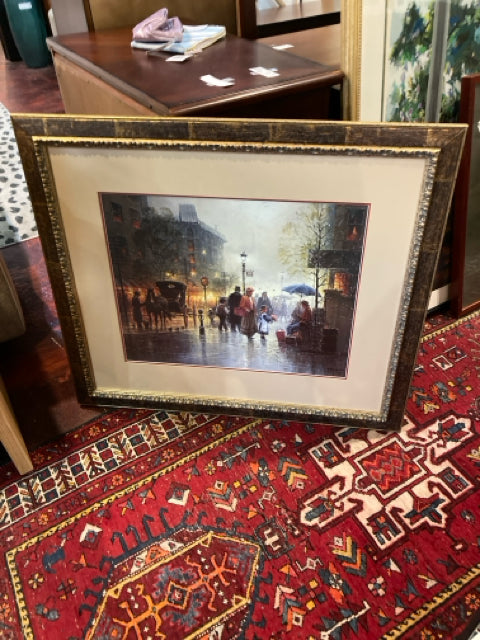 Lithograph Multi-Color City Scape Framed Art