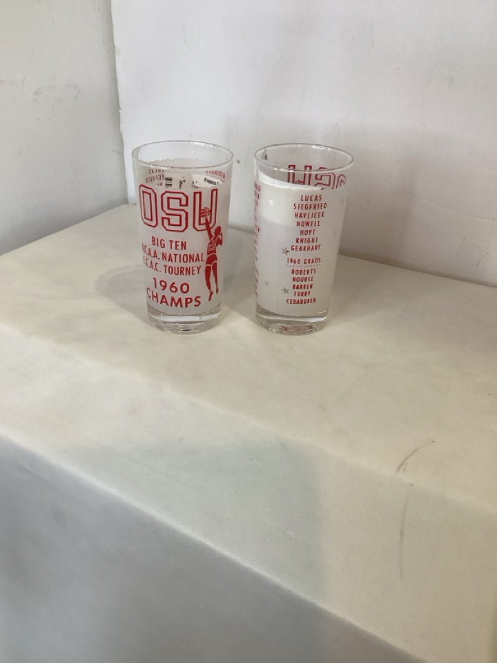 Sports Memorabilia Red & White Glass OSU Set of 2 Glassware