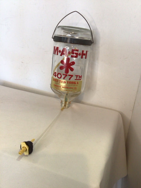 Vintage Dispenser Clear/Red Glass Vodka Bottle