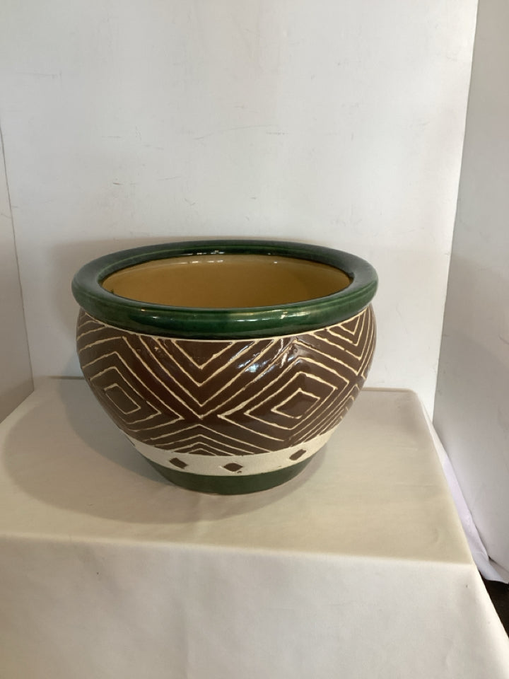 Brown/Green Ceramic Planter