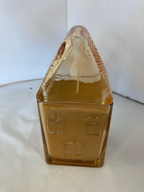 Christmas Brown Glass Gingerbread House Candle Holiday Item
