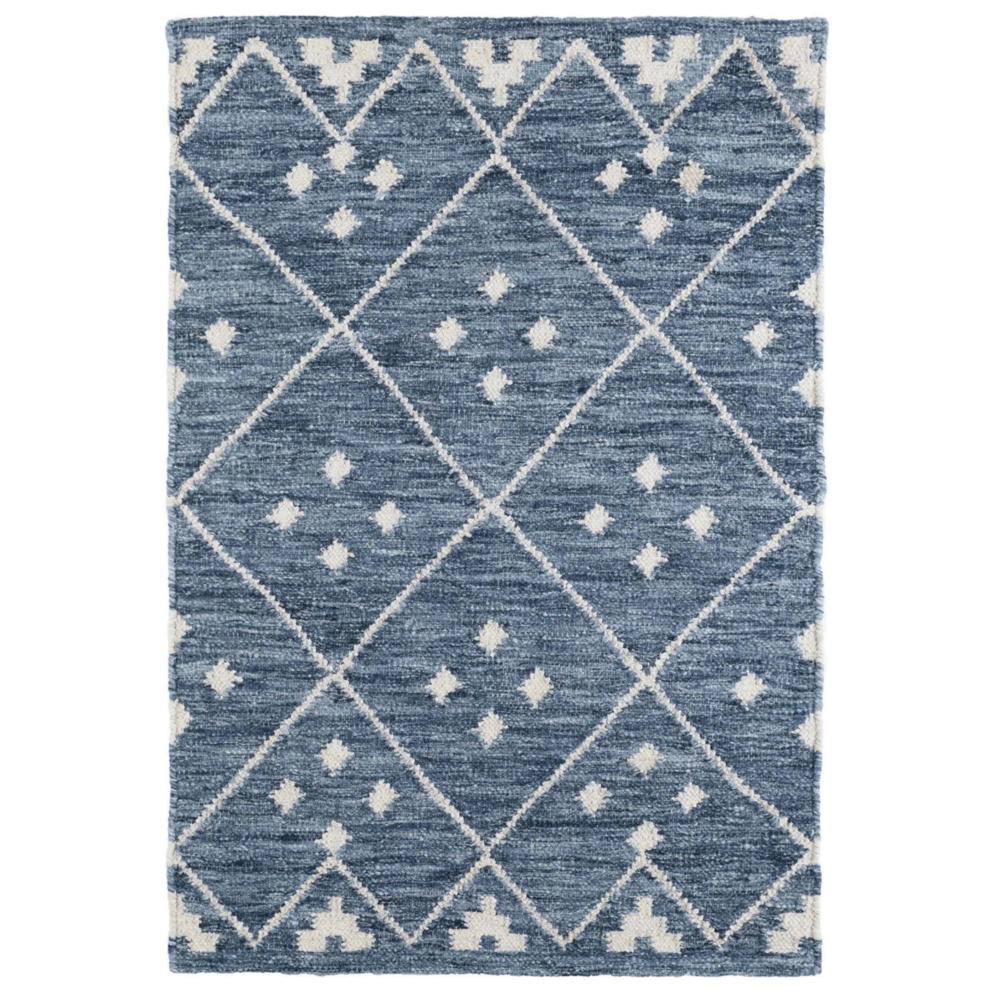 Dash & Albert Runner Wool Diamond Blue/White Rug