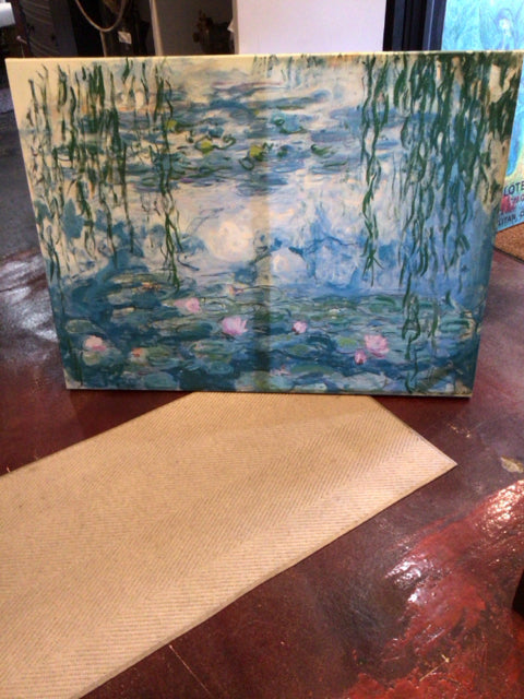 Blue/Green Water Lillies Stretch Canvas Art
