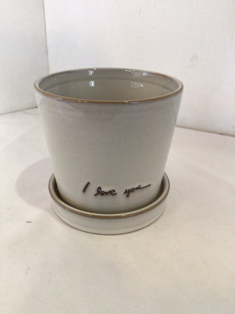 Gray Ceramic I Love You Planter
