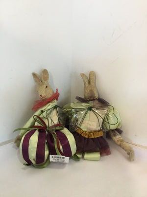 Wayne Kleski Easter Green/Cream Satin Bunnies Pair Holiday Item