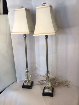 Pair Clear Marble Buffet Lamp