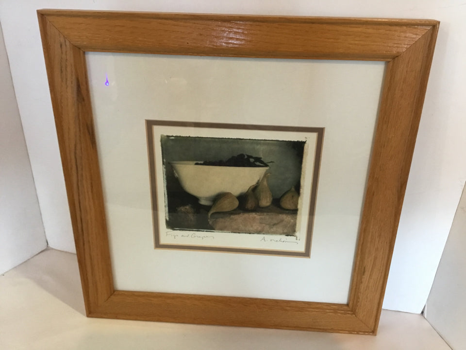 Signed Brown/White Water Color Fruit Framed Art