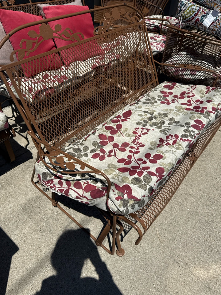 Brown Wrought Iron w/cushion Glider