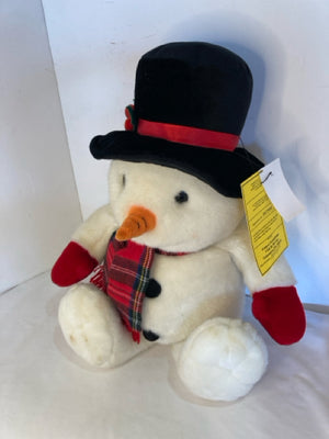 Christmas White/Black Polyester Stuffed Snowman Holiday Item