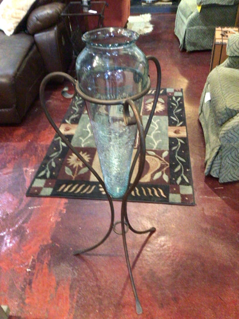 Clear/Bronze Glass/Metal Vase