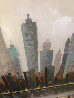 Gray/blue Canvas City Scape Stretch Canvas Art