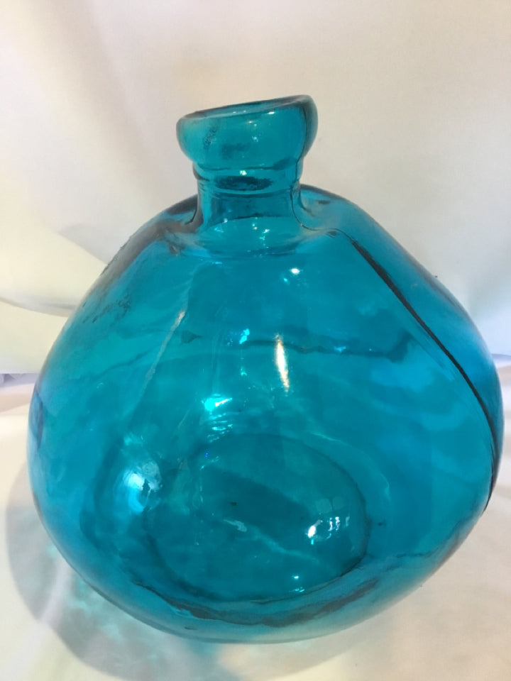 Vintage Bulb Blue Recycled Glass Pressed Vase