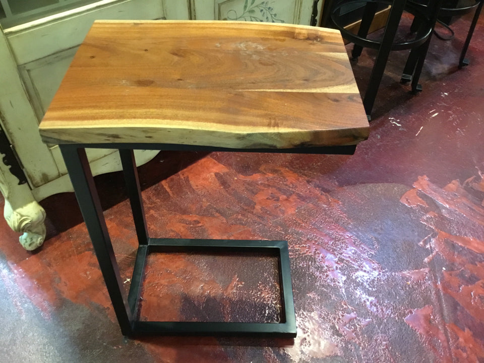 Raw Edge Wood/Metal End/Side Brown/black Table