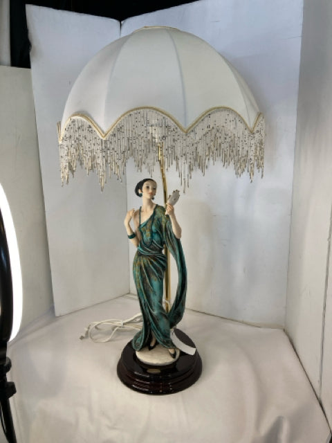 Giuseppe Armani Green Porcelain Woman Lamp