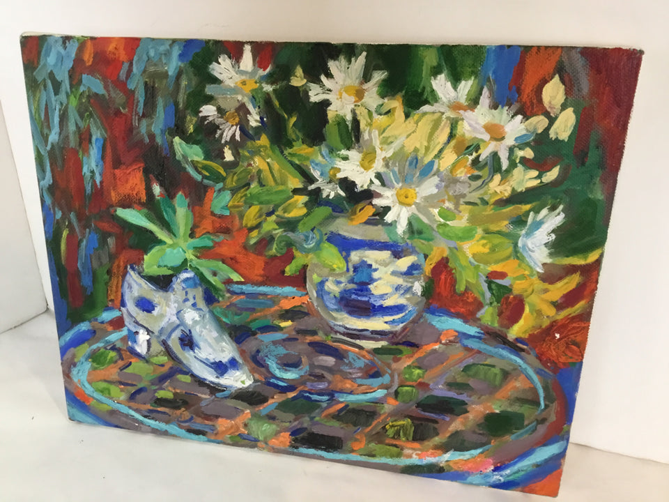 Still Life Blue/Multi Shoe Stretch Canvas Art