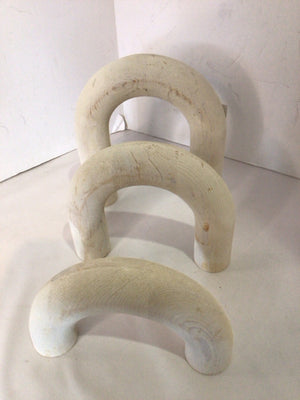 Set of 3 White Wood Arched Misc