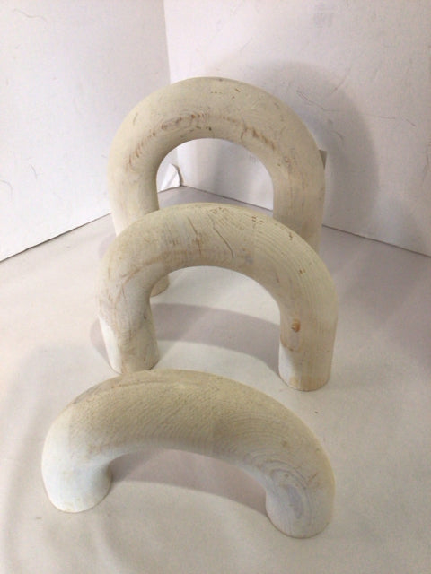 Set of 3 White Wood Arched Misc