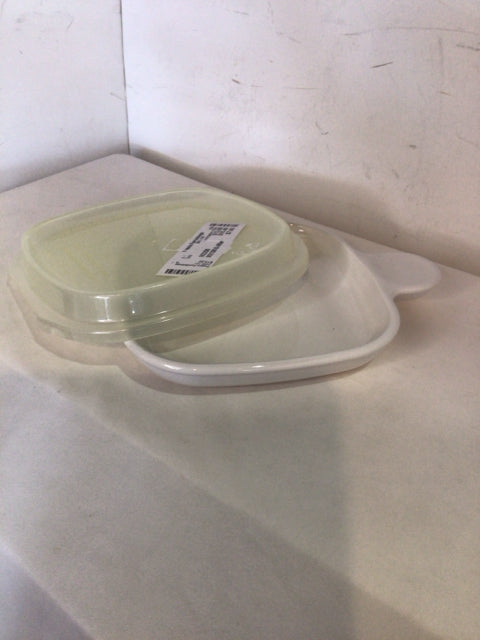 Corningware Plate White Glass w/Lid Dish