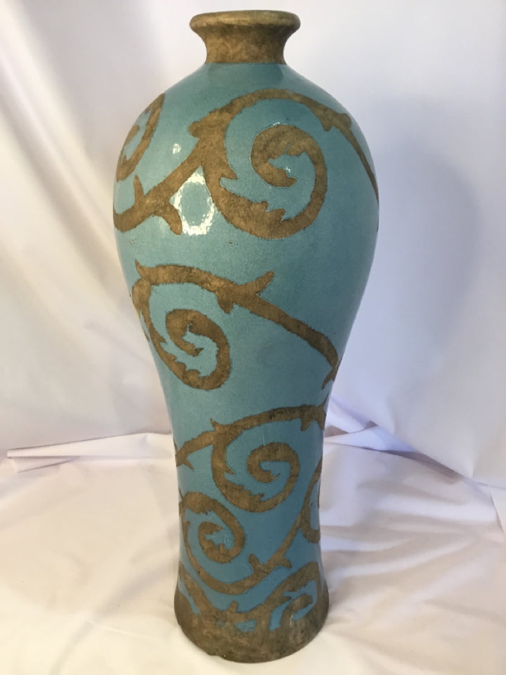 Blue/Gray Ceramic Swirl Vase