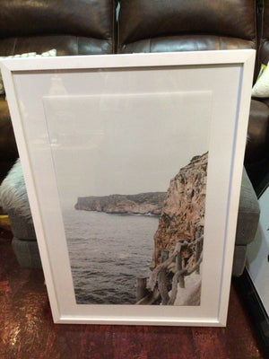 Gray/Tan Ocean Scape Framed Art