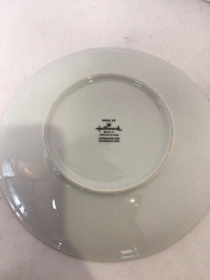 Christmas White/Green Ceramic Plate Holiday Item