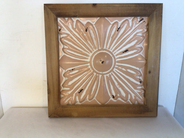 Peach Pressed Tin Framed Art