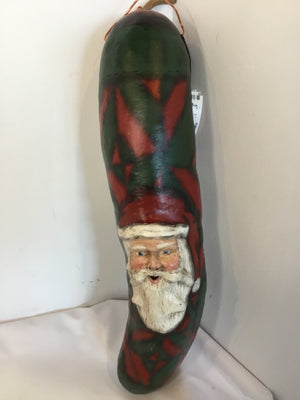 Red/Green Paper Mache Santa Holiday Ornaments