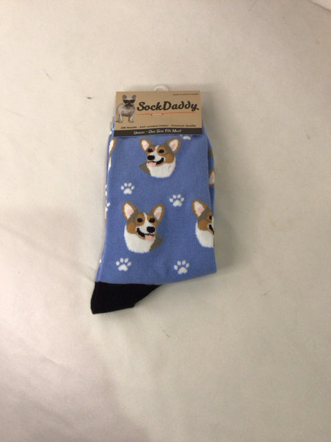 Cotton Blue/Beige Dog Socks