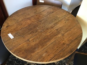 Rustic Wood/Iron Pedestal Adjustable Brown Table