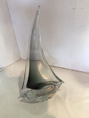 Clear Glass Sailboat Sculpture