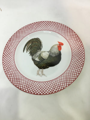 Devonshire Decorative Red/White Ceramic Rooster Plate