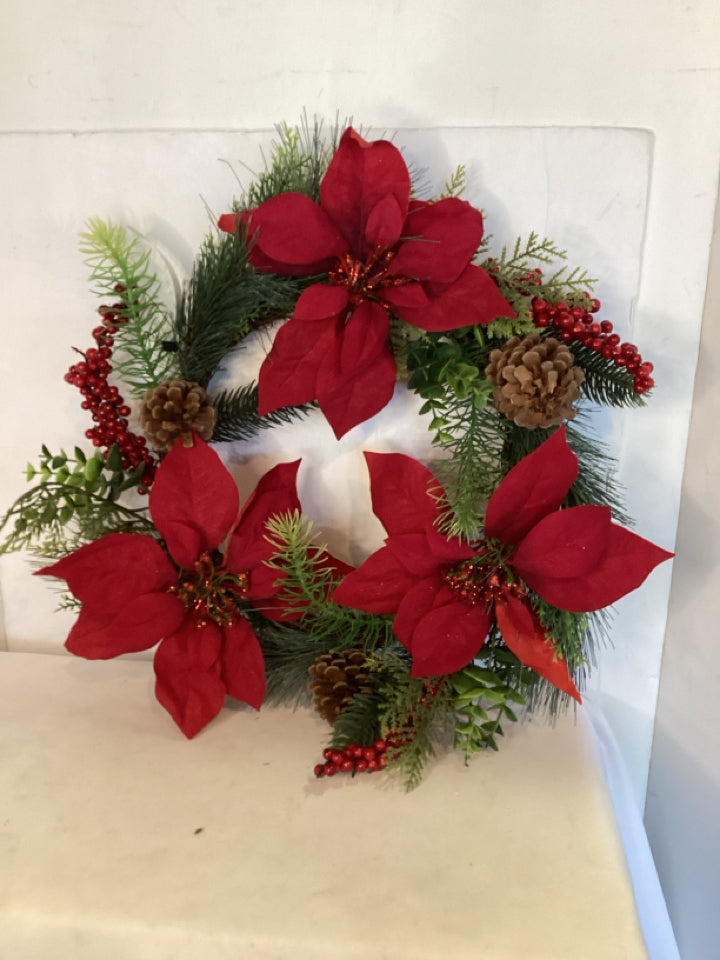 Christmas Red/Green Wreath Poinsettia Holiday Item