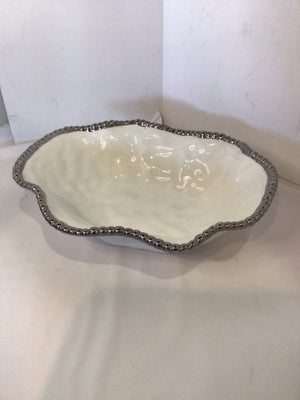 Balvery Cream/Silver Ceramic Bowl