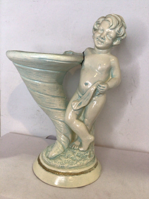 Vintage Chalkware Cherubs Planter