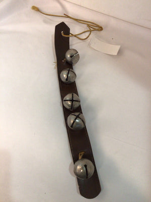 Wall Decoration Brown/Silver Leather/Metal Bells Holiday Item