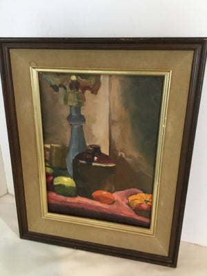 Still Life Tan/multi Fruit Framed Art