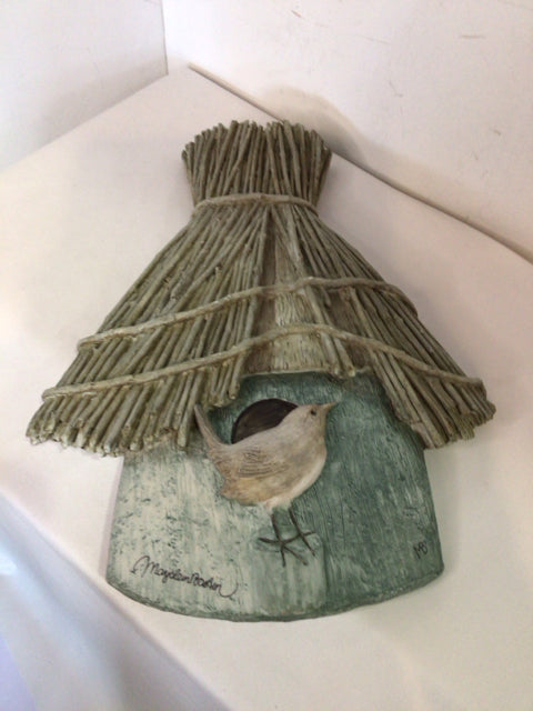 HALLMARK Hanging Resin Birdhouse Green/Gray Wall Decoration Art
