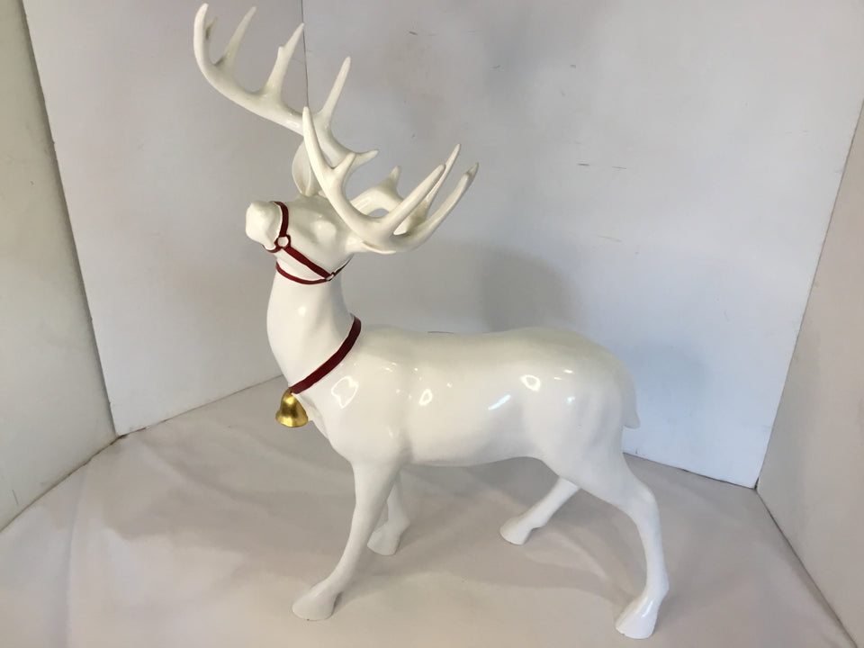 Christmas White Resin Reindeer Holiday Item