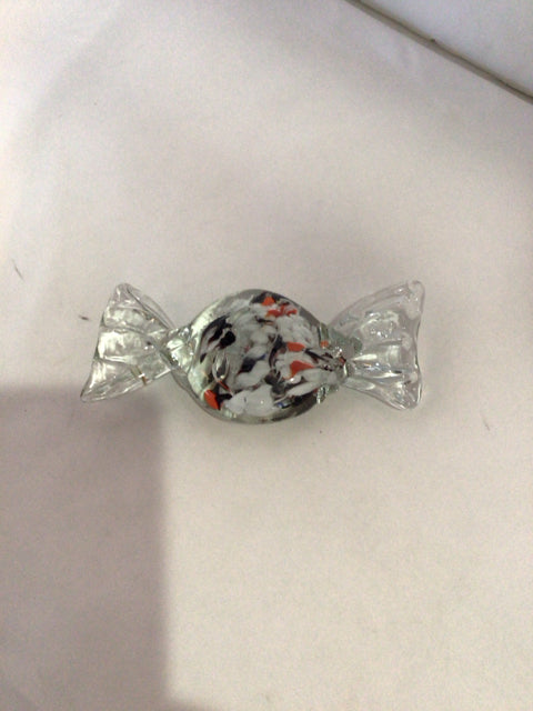 Black/Orange Blown Glass Candy Figurine